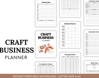 Planificador imprimible para negocios de artesanía / Ventas, inventario, pedidos (descarga en PDF)