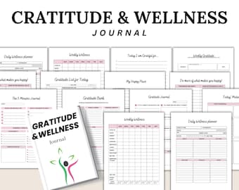 Diario de Gratitud y Bienestar Imprimible / Rastreador Diario, Planificador de Autocuidado (Descarga Digital)