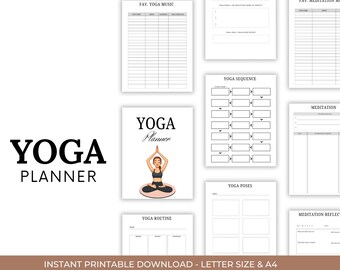 Planificador de yoga imprimible / Diario de meditación, gratitud y atención plena (descarga digital)