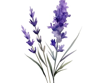 Minimalist Lavender Flower Wall Art (A4 PDF Download)