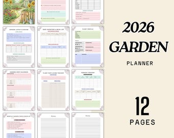 2026 Garden Planner, Printable PDF, Plant Care Organizer (Digital Download)