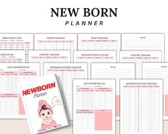 Planificador imprimible para recién nacidos / Registro de bebés, alimentación, pañales y sueño (descarga digital)