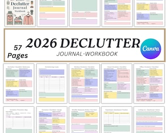 2026 Declutter journal, Home Organization Workbook, Minimalist Life Tracker, Room by Checklist