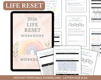 Life Reset Workbook, Self-Care Planner, Grief Support Journal, Goal Setting