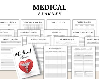 Planificador de salud médica / Registro de visitas al médico, organizador de historial (descarga digital)