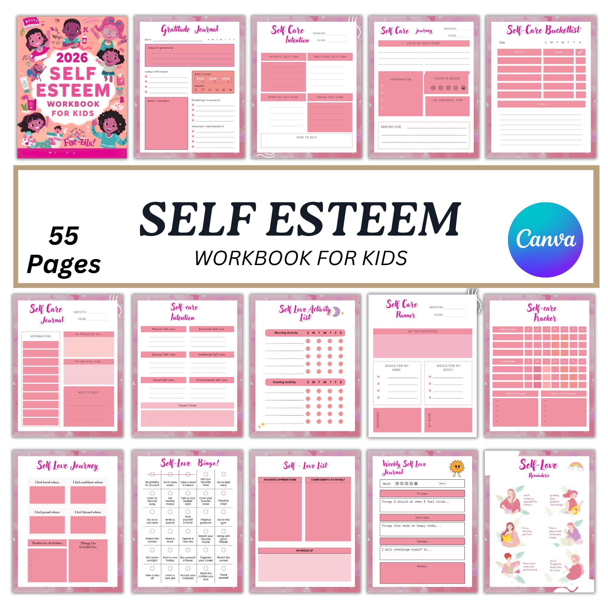 Self Esteem Workbook for Kids, Confidence Mental Health Printables (PDF ...