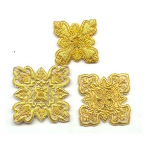 Church Cross Applique Gold Embroidered Vestment Patch Christian Religious Badge Ecclesiastical Embroidery Handmade Embroidered Bullion Wire