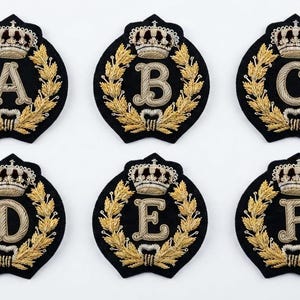 6X Handmade Embroidered Gold Bullion Wire Alphabet Badge, Custom Letter Patch, Premium Blazer Monogram, Sew On Initial Applique