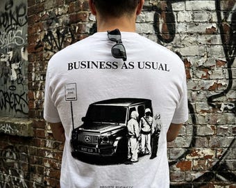 Business As Usual Graphic Streetwear T-Shirt | Unisex Art Tee | White Urban Fashion
