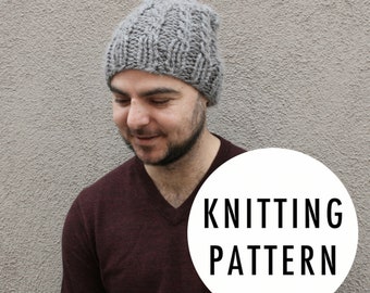 Knitting Pattern: Pylon Cable-Ribbed Knit Beanie Hat Toque