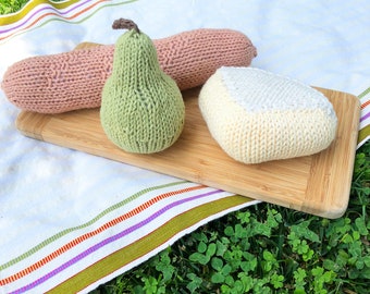 Knit Picnic Toy Set with Baguette, Brie, and Pear