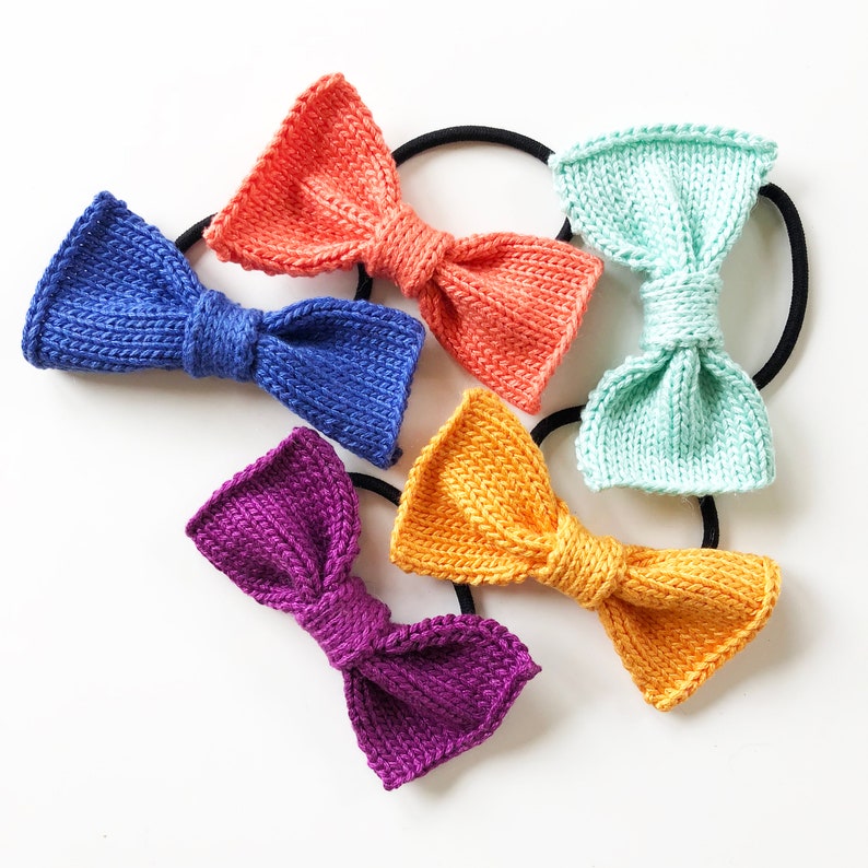 Knit Hair Bows On Snag Free Stretchy Hair Ties Etsy