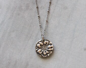 Sterling Silver Botanical Charm Necklace Hyacinth