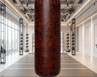 Worek bokserski z wytłoczonym wzorem krokodyla – ręcznie robiony skórzany worek treningowy do ćwiczeń na siłowni