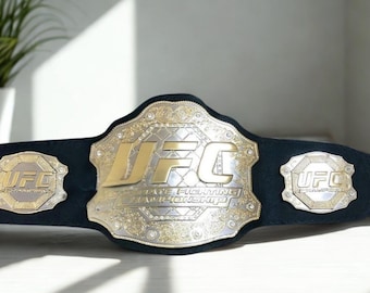 UFC Championship Belt – 8mm Dual Layer Zinc Plates, Leather Strap, Collector Replica