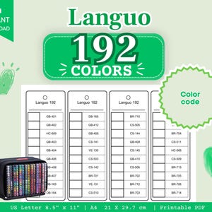 Languo 192 Colors Acrylic Paint Marker Color Chart PDF, Printable Swatch Sheet, Color Code Tracker, US Letter & A4 Instant Download