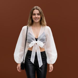 Sheer Tie Front Tops - Etsy