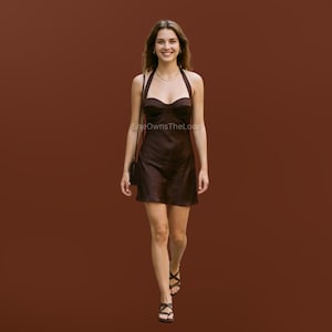 knee length dresses for ladies Women's Never A Bad Day Dark Brown Linen Button Front Mini Dress | Size: S