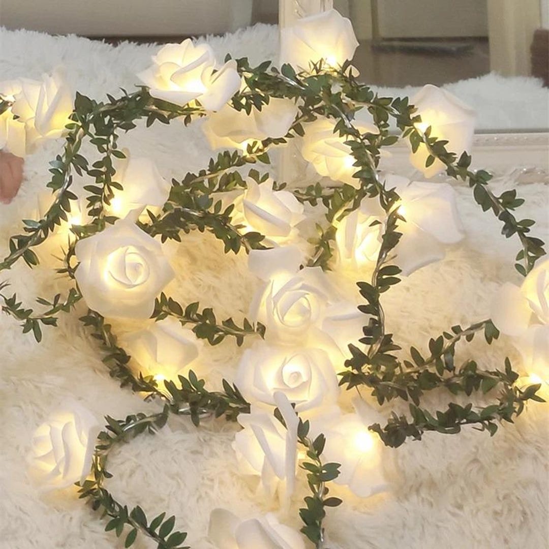 1.5m 3m Rose Flower LED String Lights Vine Garland for Wedding Birthday ...