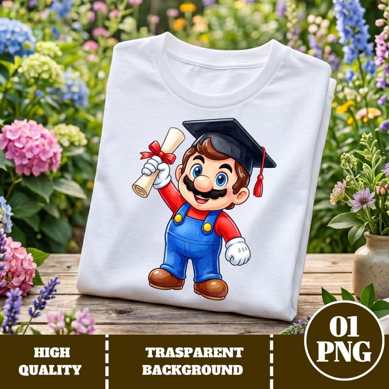 Mario Graduation Topper Cute Graduation Super Mario PNG Clipart, Chibi Super Mario Graduate ...