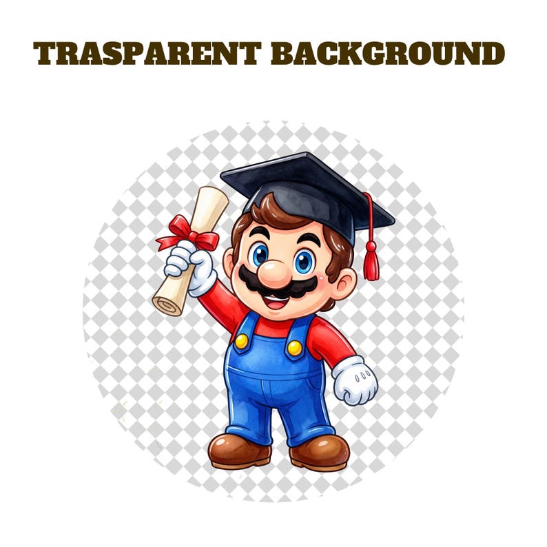 Mario Graduation Topper Cute Graduation Super Mario PNG Clipart, Chibi Super Mario Graduate ...