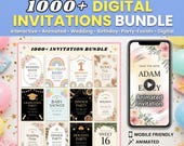 1000+ Digital Invitation Bundle, Editable Canva Invitation, Animated & Interactive Party Invitations, Wedding Birthday Baby Shower Templates