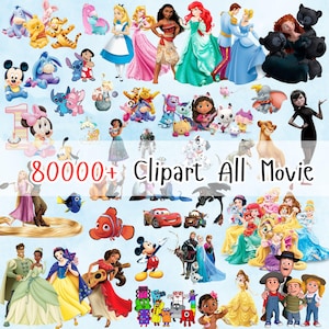 80000+ Pixar Clipart Bundle, Princess, Mickey Mouse, Cartoon Bundle, Scrapbook Disney, Magical Kingdom, Pooh and Friends, DisneyWorld Bundle