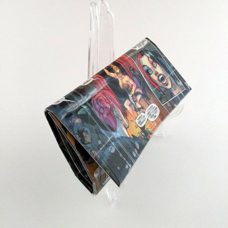 Cool Gifts Under 20 Upcycled Comic Book Wallet Unique Wallets for Women Harley Quinn /& Power Girl Gift for Her