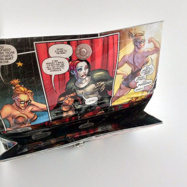 Cool Gifts Under 20 Upcycled Comic Book Wallet Unique Wallets for Women Harley Quinn /& Power Girl Gift for Her