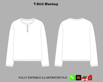 Streetwear-T-Shirt-Vektor-Mockup-Tech-Pack-Vorlage für Illustrator und Procreate | Flache Skizze (AI/PNG)