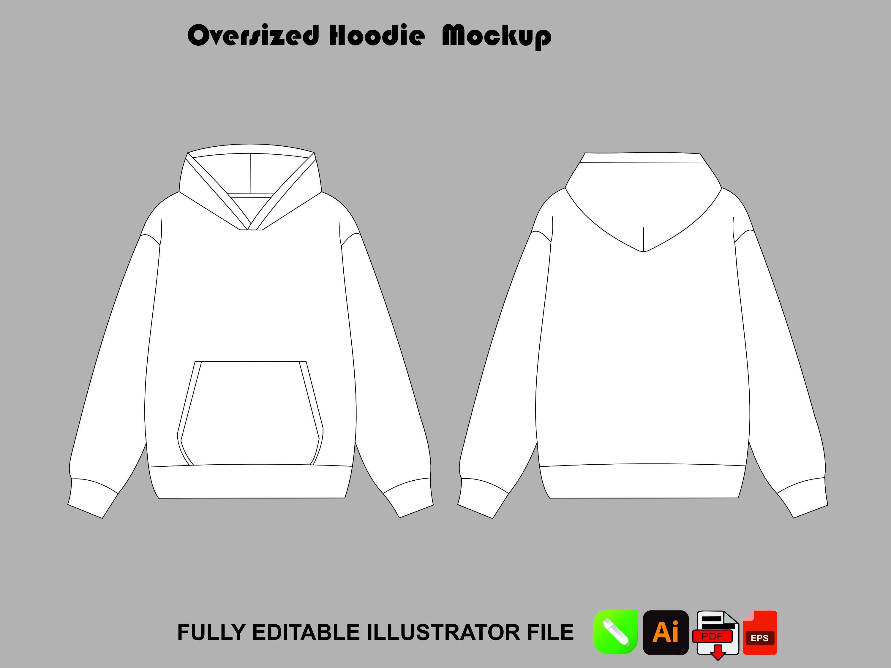Oversized Hoodie Technical Drawing - Etsy