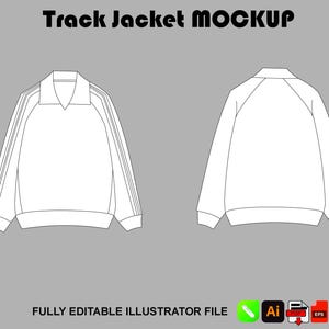 Mockup Streetwear-trainingsjack, Vector Tech Pack-sjabloon, Illustrator Procreate PNG SVG-ontwerpkit