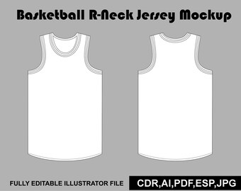 Basketballtrikot-Vektor-Mockup | Streetwear Tech Pack Vorlage | Adobe Illustrator AI SVG PNG