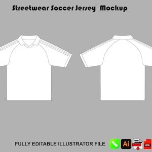 Streetwear Voetbalshirt Mockup Vector Voetbal Jersey Tech Pack Sjabloon Sportkleding Illustrator AI PNG