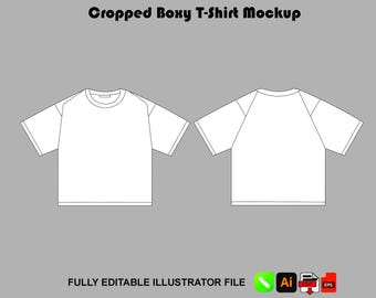 Beschnittenes Boxy T-Shirt Vektor Mockup Mode Tech Pack Digitale Vorlage
