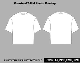 Oversize-T-Shirt-Vektor-Mockup (leer) – Streetwear Tech Pack – Procreate-Vorlage (AI, PNG) – Digitaler Download