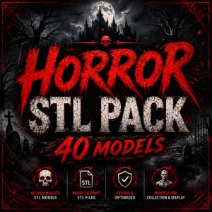 Horror STL Bundle 40 Models | Horror Creatures & Sci-Fi Figures | Dark Fantasy STL Files | Horror STL Pack | Halloween stl