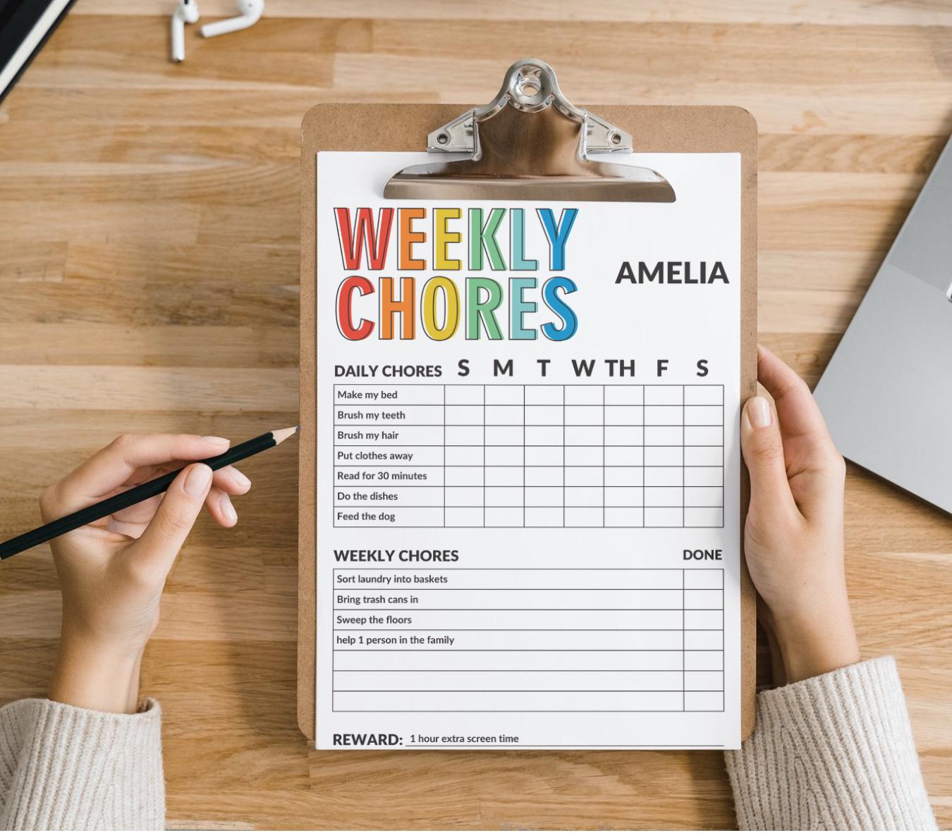 Weekly Chores Tracker Printable, Kids Chore Chart, Family Routine ...