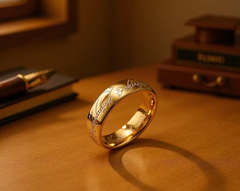 Lord of the Rings Tungsten Carbide Ring • One Ring Replica • Scratch Resistant & Tarnish Free Wedding Band • LOTR Fan Gift for Men Women