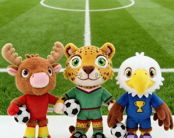 2026 FIFA World Cup Mascot Plush Set – Soccer Fan Collectible (3Pcs)/25CM,Collector's Item