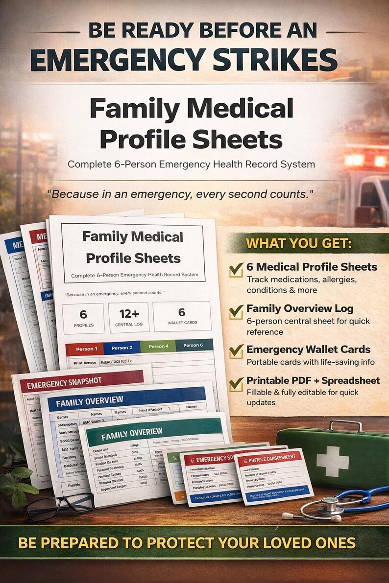 Emergency Medical Information Form, Family Health Record Organizer ...