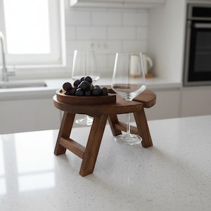 Opklapbare houten flessentafel – Draagbare houten drankenstandaard – Picknick buiten onderhoudend – Opvouwbare flessenvitrinetafel – Rusti