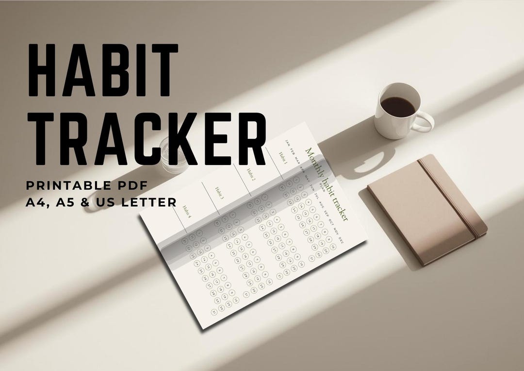 Minimalist Habit Tracker Bundle | Weekly, Monthly, Self Care (PDF ...