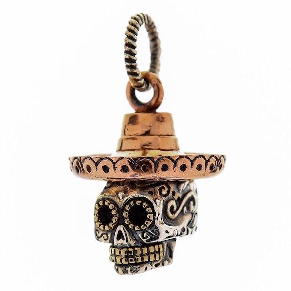 Cowboy Mexican Sugar Skull Pendant, Sterling Silver par SterlingMalee