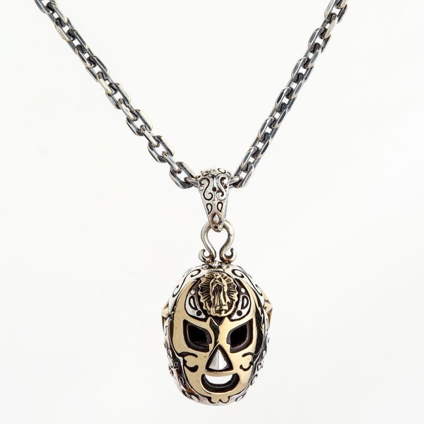 Collier pendentif masque mexicain, cuivres en argent sterling Mary &pendentif mexicain lucha libre masque par SterlingMalee