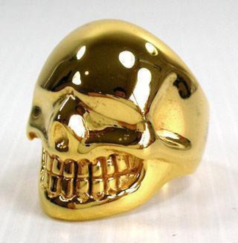 Skull Gold Ring Gold Men's Ring Biker Ring Men's Etsy