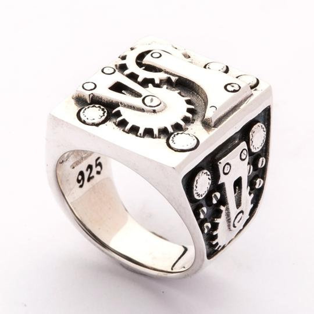 Tortuga Handcrafted Sterling Silver Men's Biker Ring – Clocks and