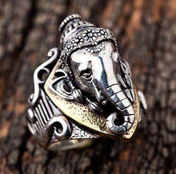 Ganesha Ring Sterling Silver Ganesh Ring Hindu Ring Amulet Ring