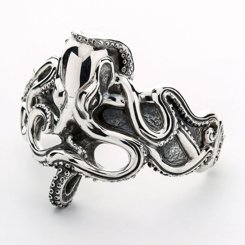 Octopus Bracelet Silver Octopus Mens Cuff 925 Sterling Etsy