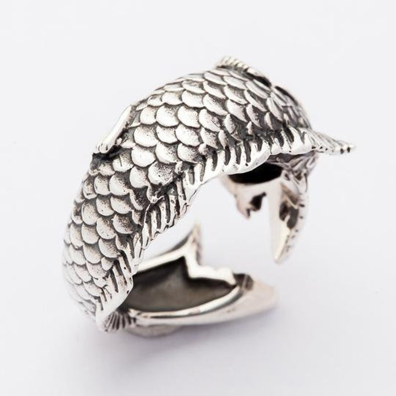 Silver Koi Ring, Koi Tattoo Fish Ring, Carp Ring, Fish Ring, Adjustable Ring by SterlingMalee image 6